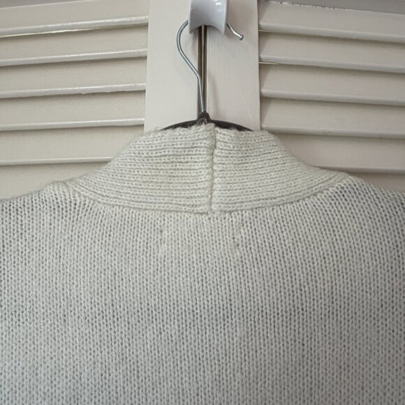 By Anthropologie open cardigan medium long oversized cream western black fringe - Picture 12 of 14